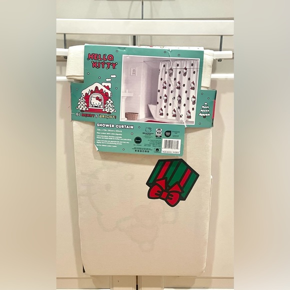 Hello Kitty Christmas Holiday Bathroom Shower Curtain - Picture 2 of 4